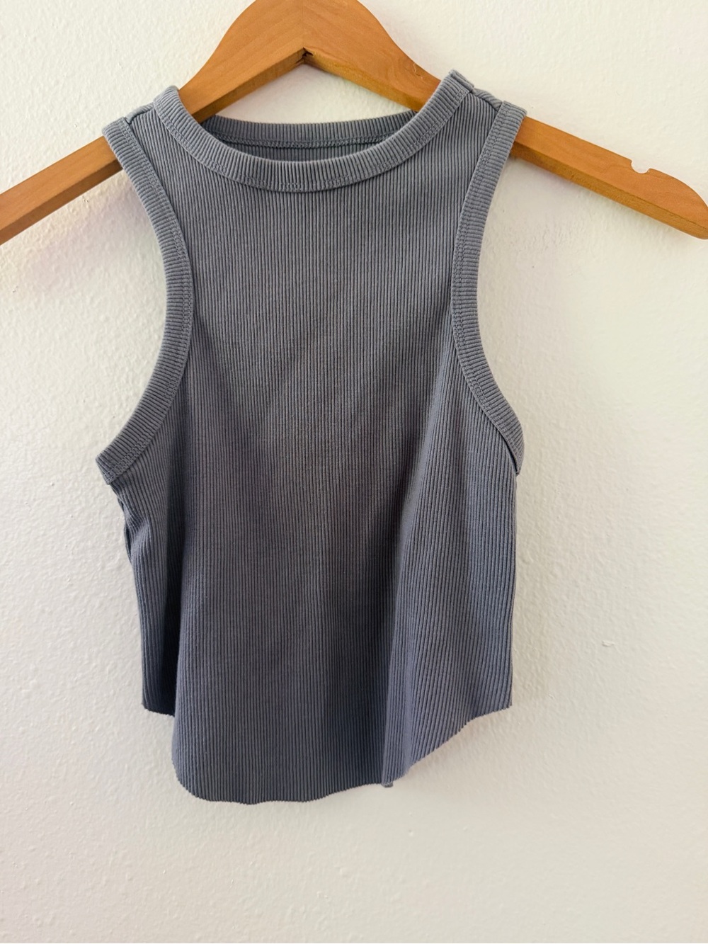 Wild Fable Ribbed Racerback Crop Tank Top - Blue Gray
